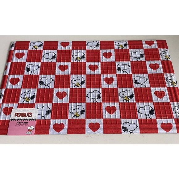 Peanuts Snoopy Valentines Outdoor Rubber Door Mat Rug 18X30” Red Hearts NEW - Picture 2 of 13